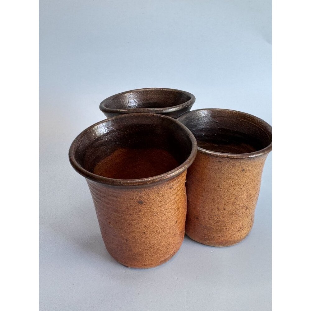 Beaver Creek Pottery Stoneware Utensil Holder Brown 3-Section 3.5"x5.25" 1981 - Picture 5 of 7